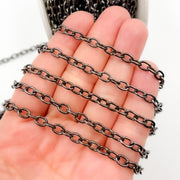 Sterling Silver Black Rhodium Cable Chain